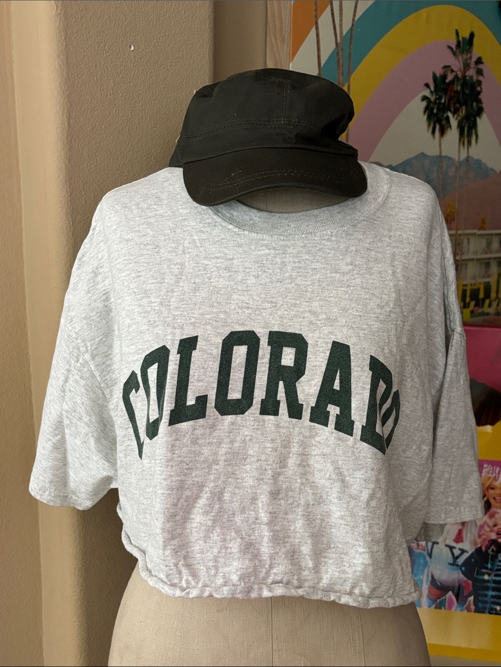 J Galt Crop Top w/army green hat